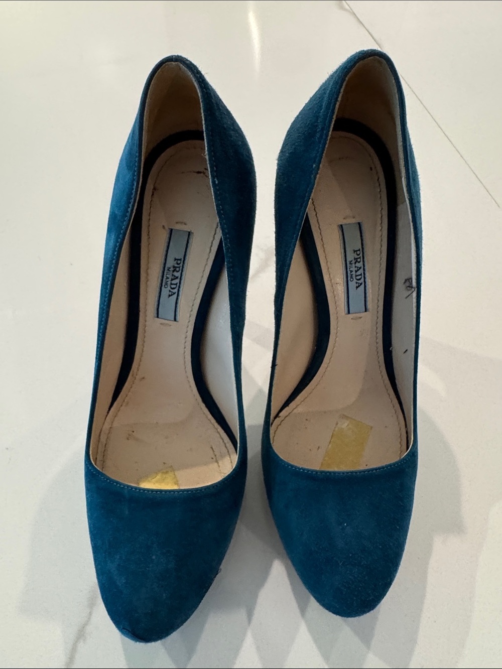 Prada Teal Suede Stiletto Pumps - Women's - Picture 5 of 7